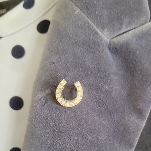 Horseshoe Silver Tone With Zirconia Chrystals Brooch